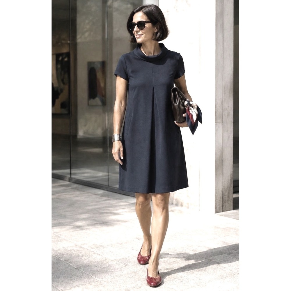 J.McLaughlin Leila Cap Sleeve Rollover Collar Dress Black size S